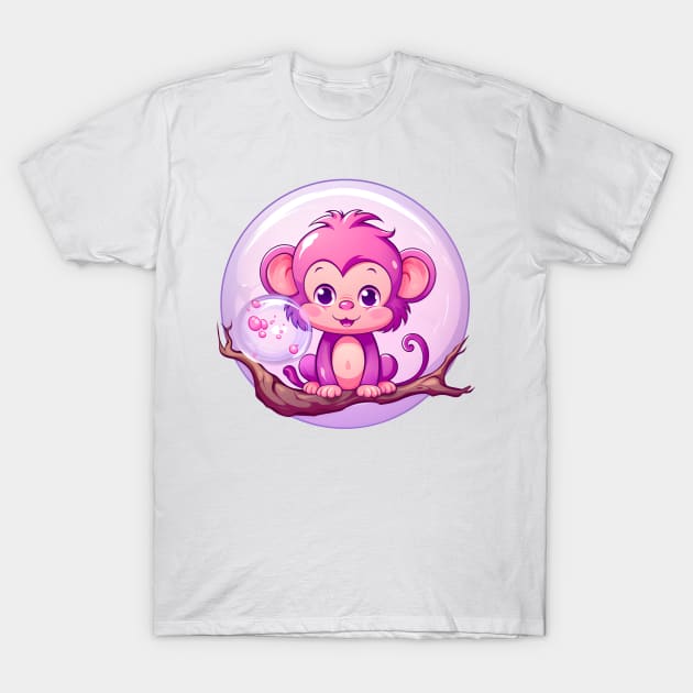 Purple Monkey in a Bubblegum Tree T-Shirt by cesspoolofcool